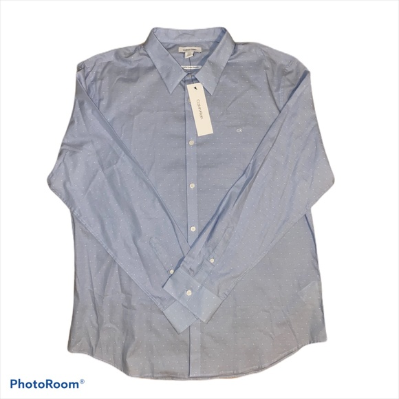 Calvin Klein Other - Calvin Klein Blue & White Dots Button Down Sz XL